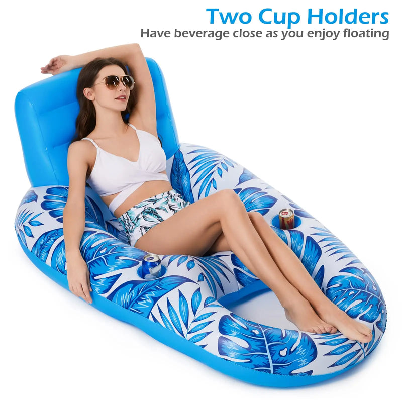 Matelas de Piscine Gonflable avec Dossier & Porte-Gobelets