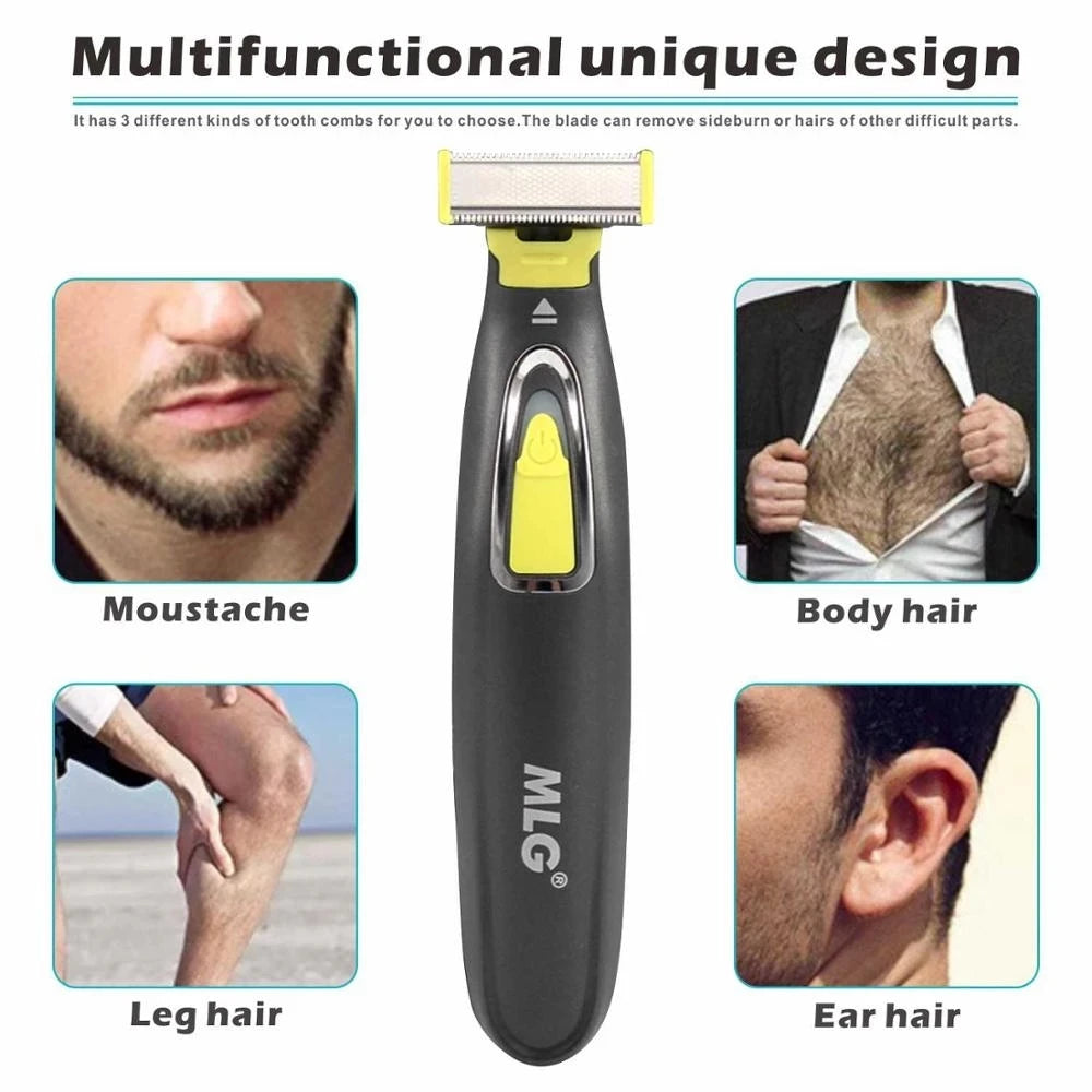 Rasoir électrique professionnel sans fil pour hommes - Corps et Barbe + 2 lames OFFERTE