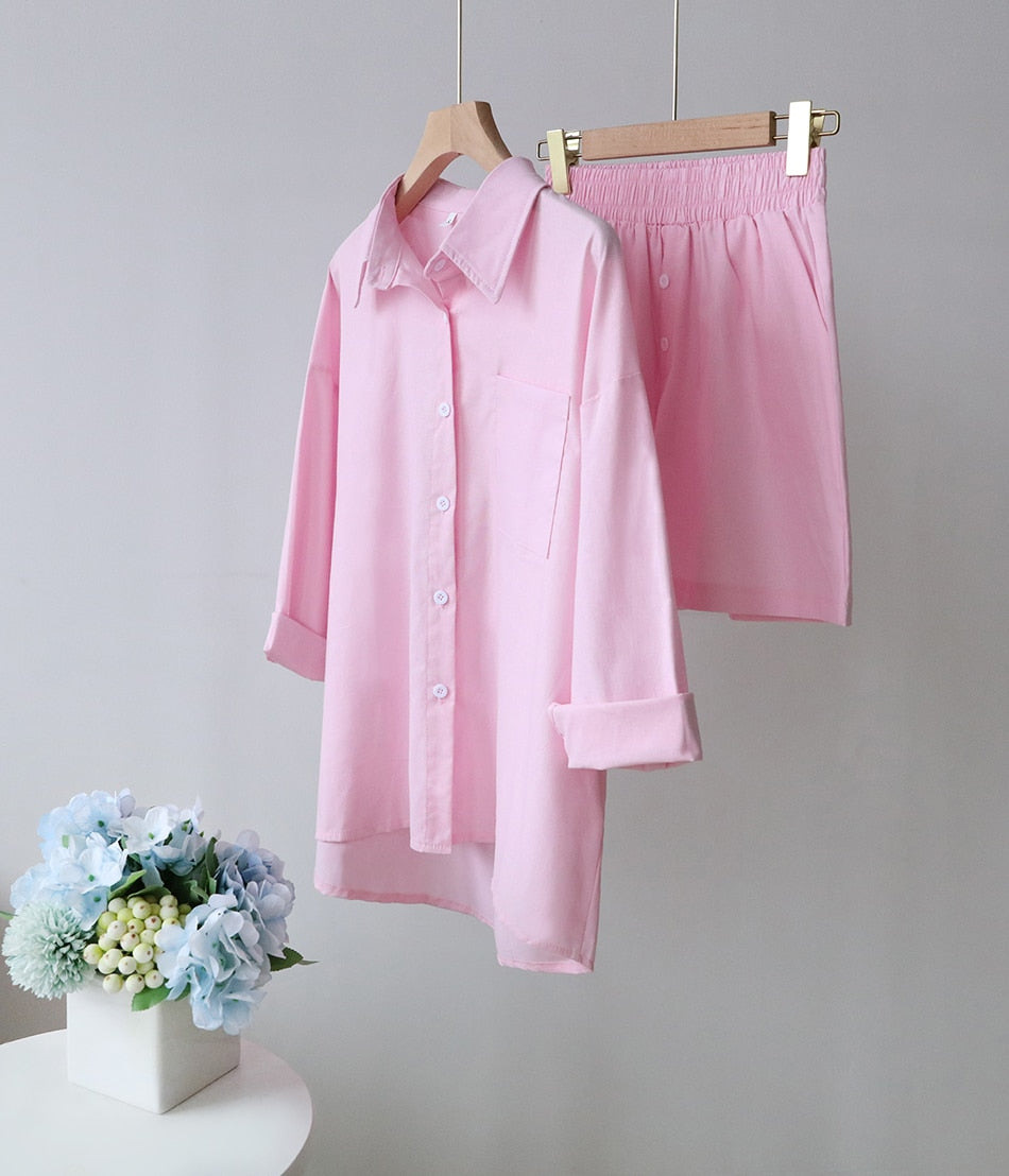 Ensemble 2PCS chemise & short - Coton et Lin