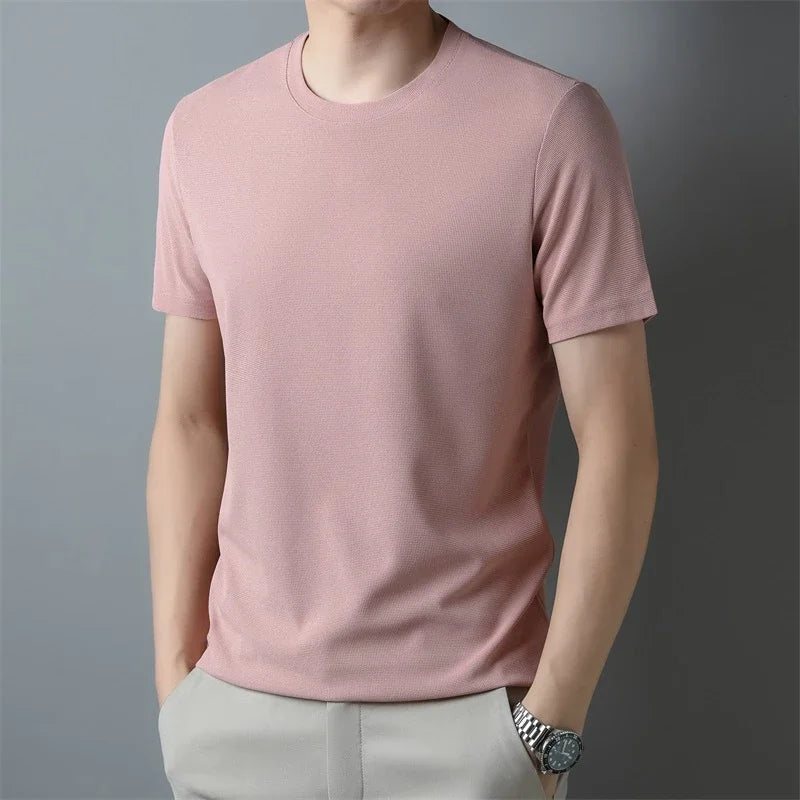 Men's Breathable Waffle Knit Crew Neck T-Shirt