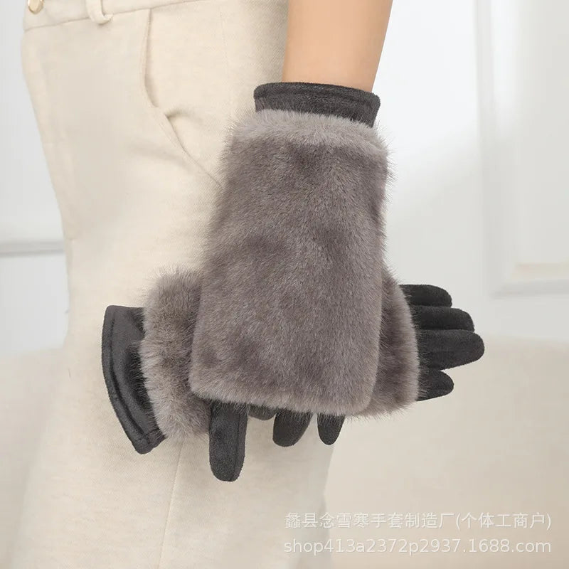Gants en Daim & Fausse Fourrure Élégants & Chauds