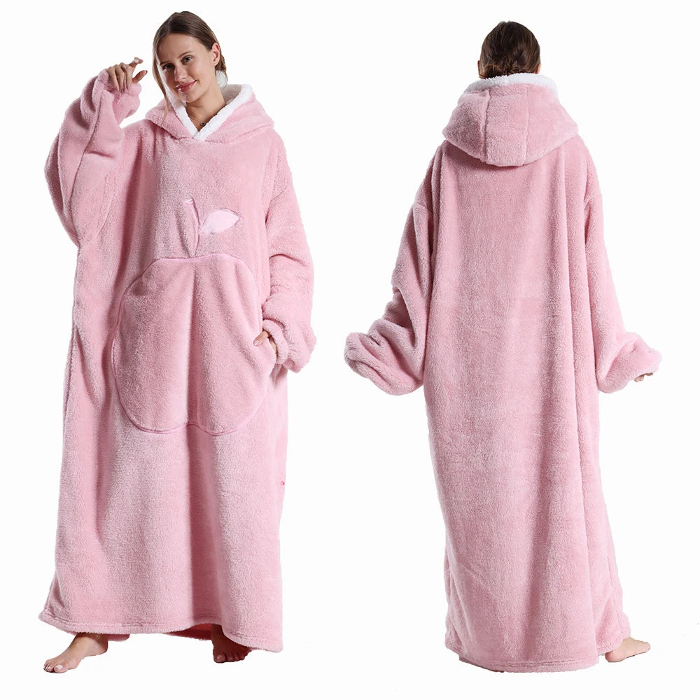 Sudadera de Manta Cálida y Larga con Capucha