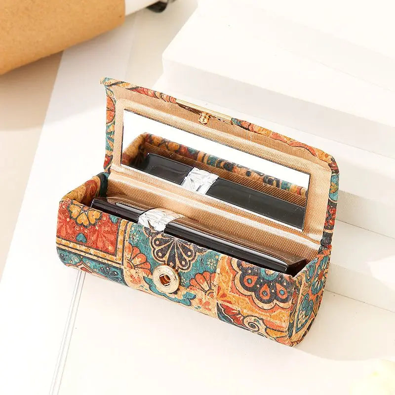 Boîte en Liège de Voyage à Motifs - Bijoux, Lunettes, Maquillage...