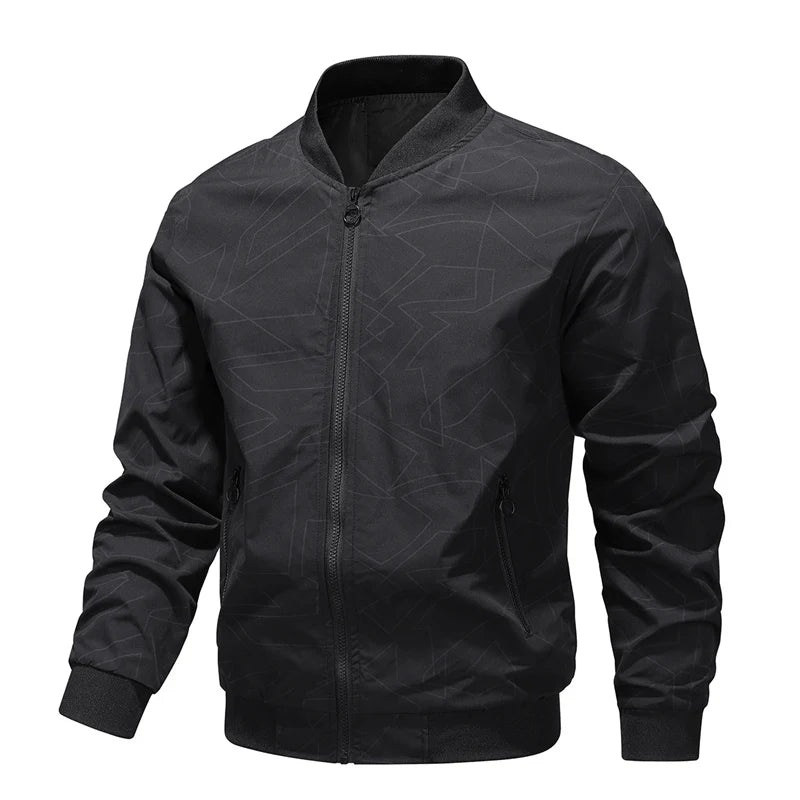 Veste Bomber Légère Mi-Saison à Motifs Géométriques - Homme