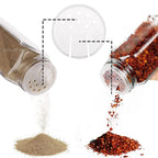 Lot de 6 Pots à Épices en Verre avec Couvercles en Bambou – Étiquettes, Entonnoir, Brosse et Crayon Inclus