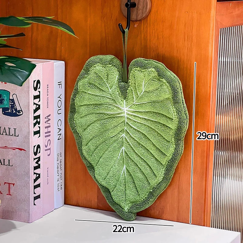 Leafy - Serviette à Main en Microfibre Absorbante en forme de Feuille