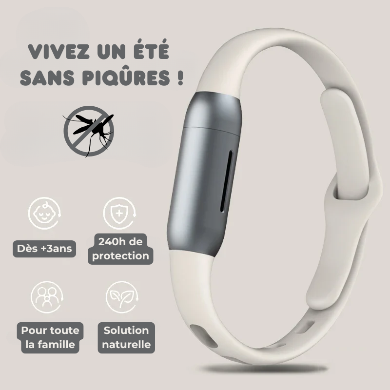 Bracelet Répulsif Anti-Moustiques Réutilisable - 240h de Protection