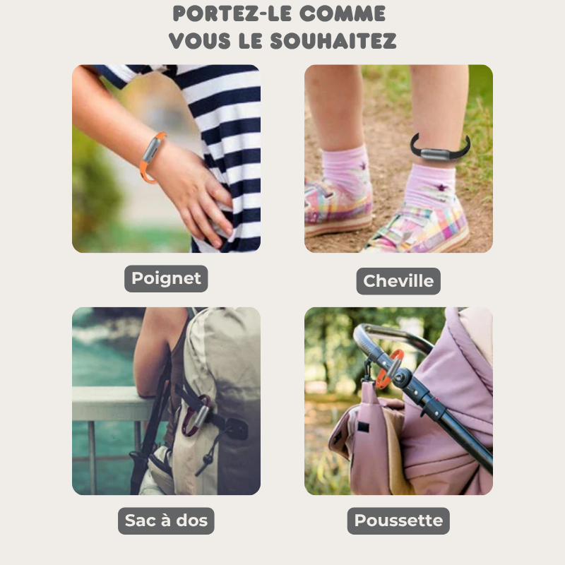 Bracelet Répulsif Anti-Moustiques Réutilisable - 240h de Protection