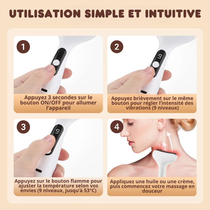 Gua Sha Électrique Chauffant & Multifonctionnel - 9 Vitesses & 9 Températures