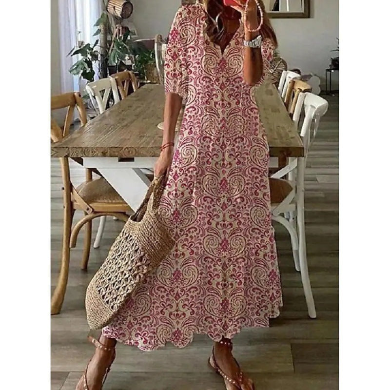 Robe longue d'été à imprimé floral