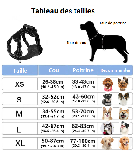 Harnais pour chiens réfléchissant et respirant avec poignée