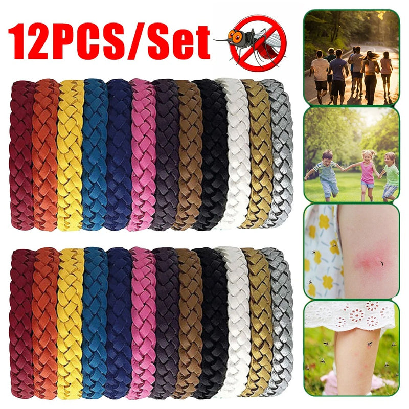 Lot de 12 Bracelets répulsifs anti-moustiques naturels - Adultes & Enfants