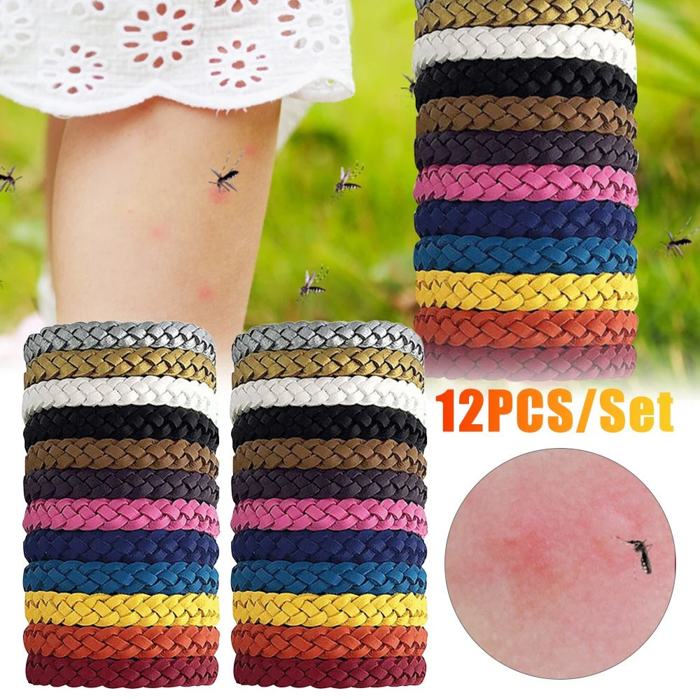 Lot de 12 Bracelets répulsifs anti-moustiques naturels - Adultes & Enfants