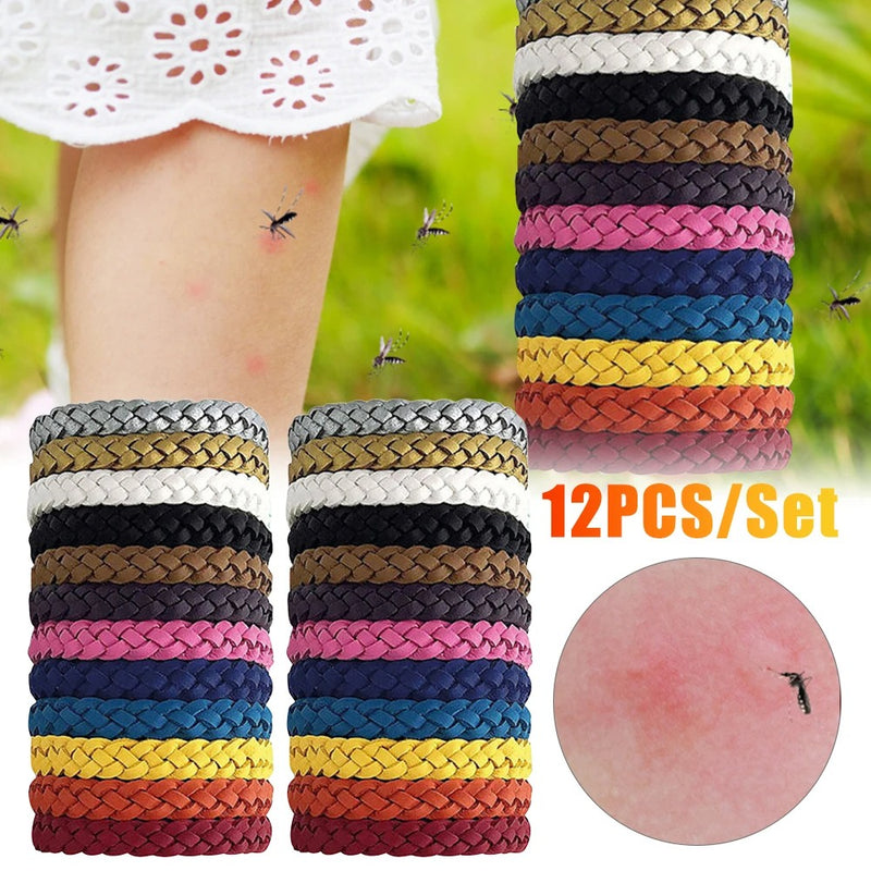 Lot de 12 Bracelets répulsifs anti-moustiques naturels - Adultes & Enfants