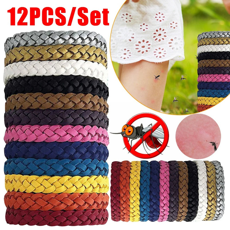 Lot de 12 Bracelets répulsifs anti-moustiques naturels - Adultes & Enfants