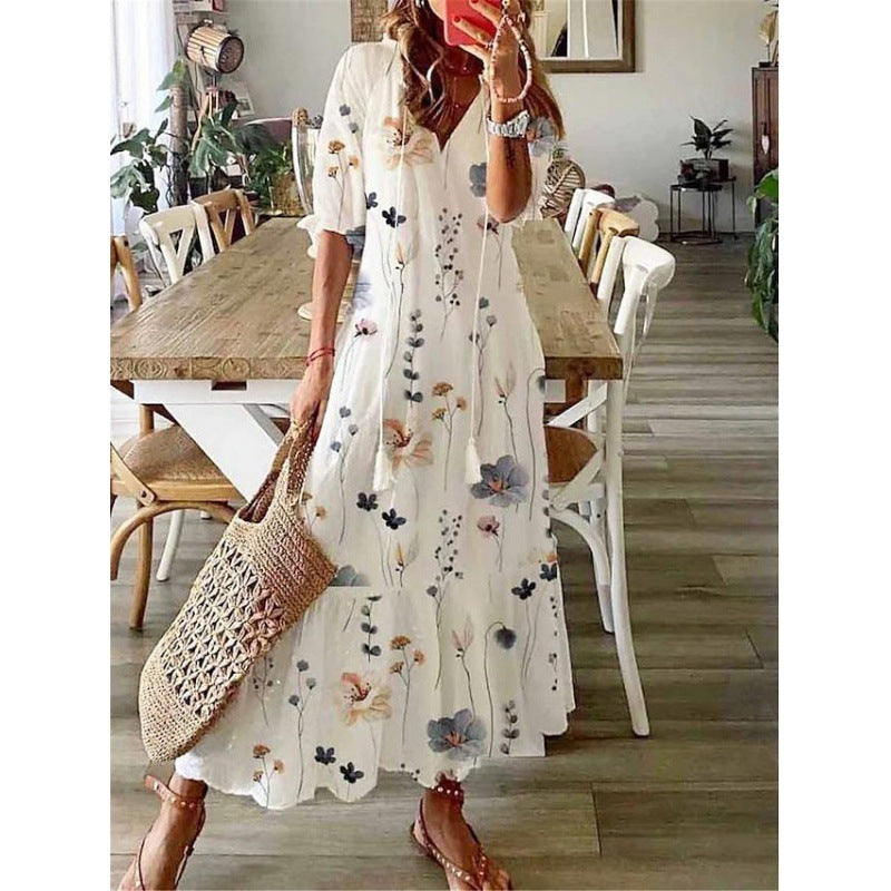 Robe longue d'été à imprimé floral