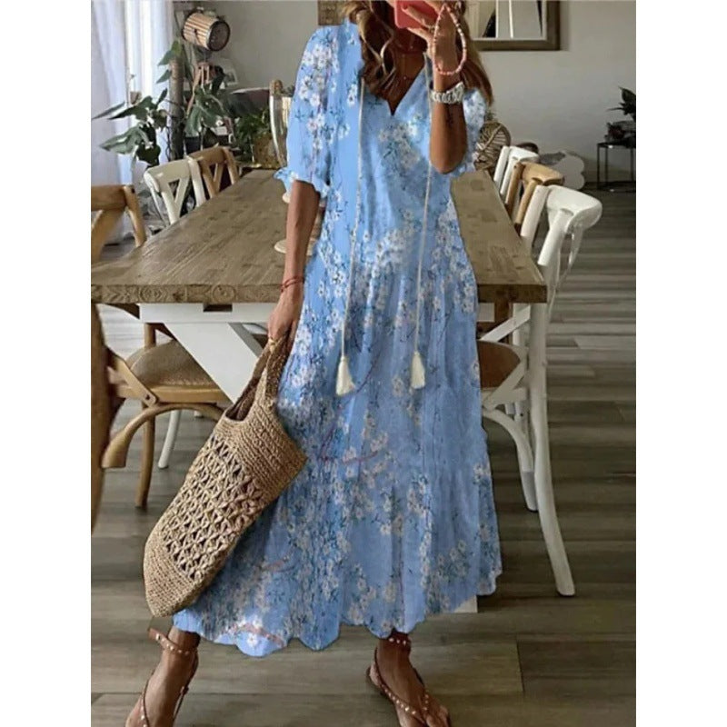 Robe longue d'été à imprimé floral