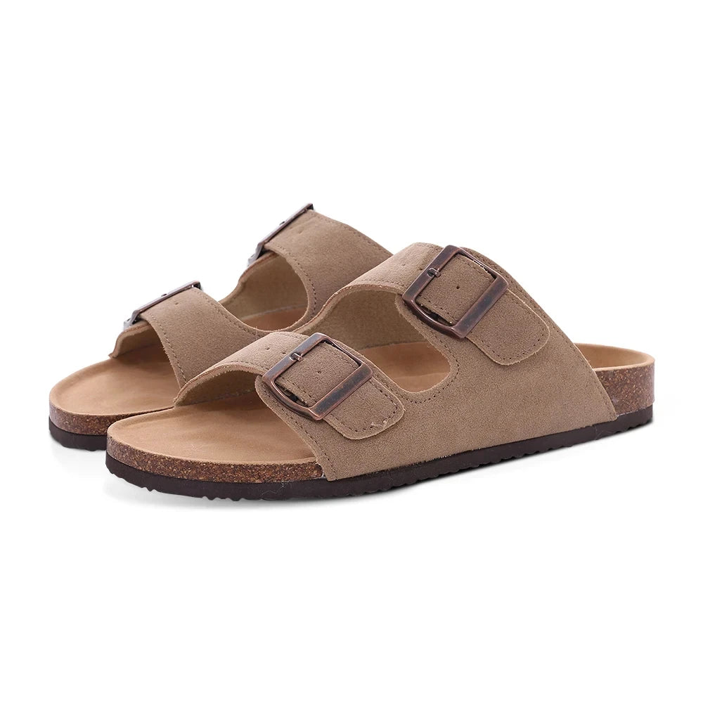 Sandalias 2 Tiras Antideslizantes de Gamuza para Comodidad Diaria