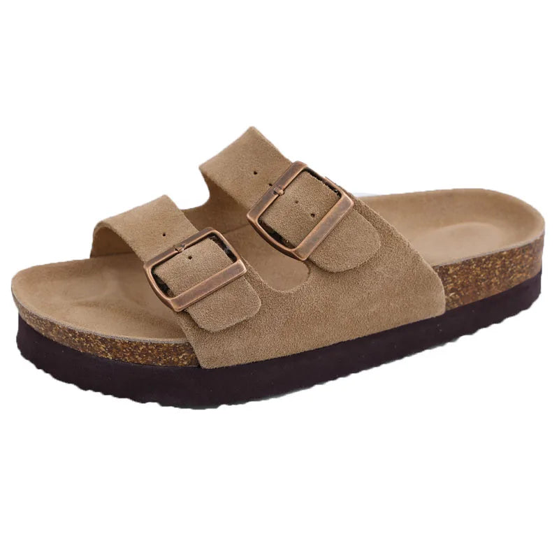 Sandalias 2 Tiras Antideslizantes de Gamuza para Comodidad Diaria