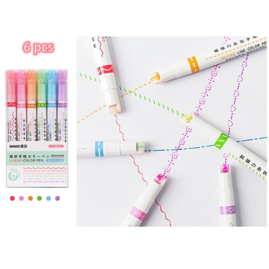 6x Stylos japonais à double pointe