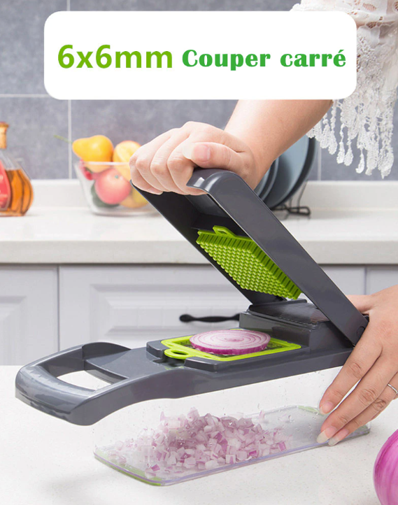 Coupe légume multifonctionnel avec bac