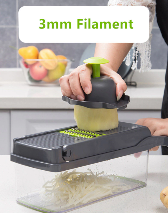 Coupe légume multifonctionnel avec bac