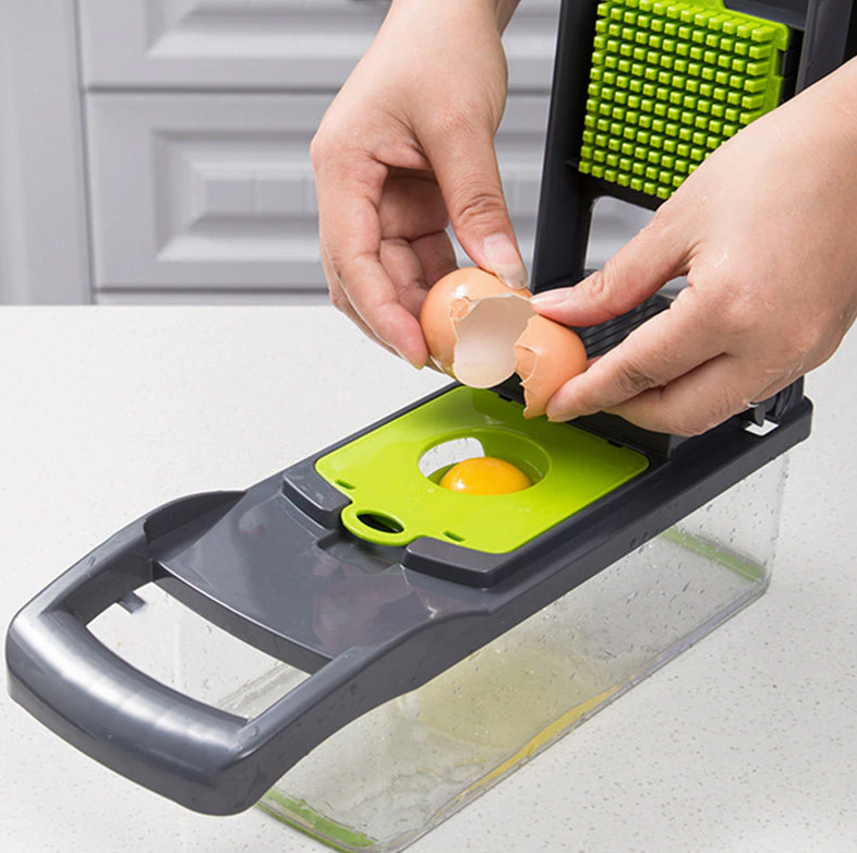 Coupe légume multifonctionnel avec bac