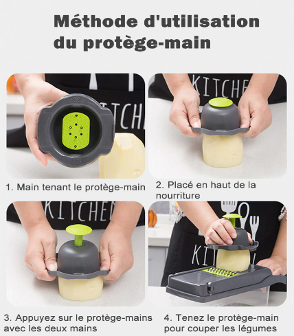 Coupe légume multifonctionnel avec bac