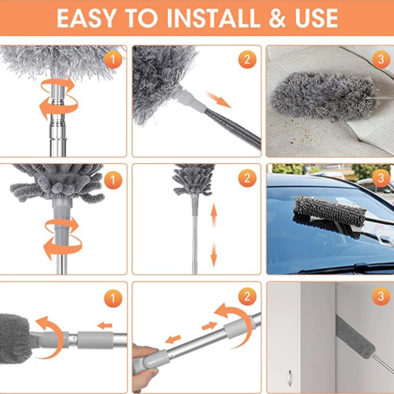 Brosse anti-poussière téléscopique 3 en 1