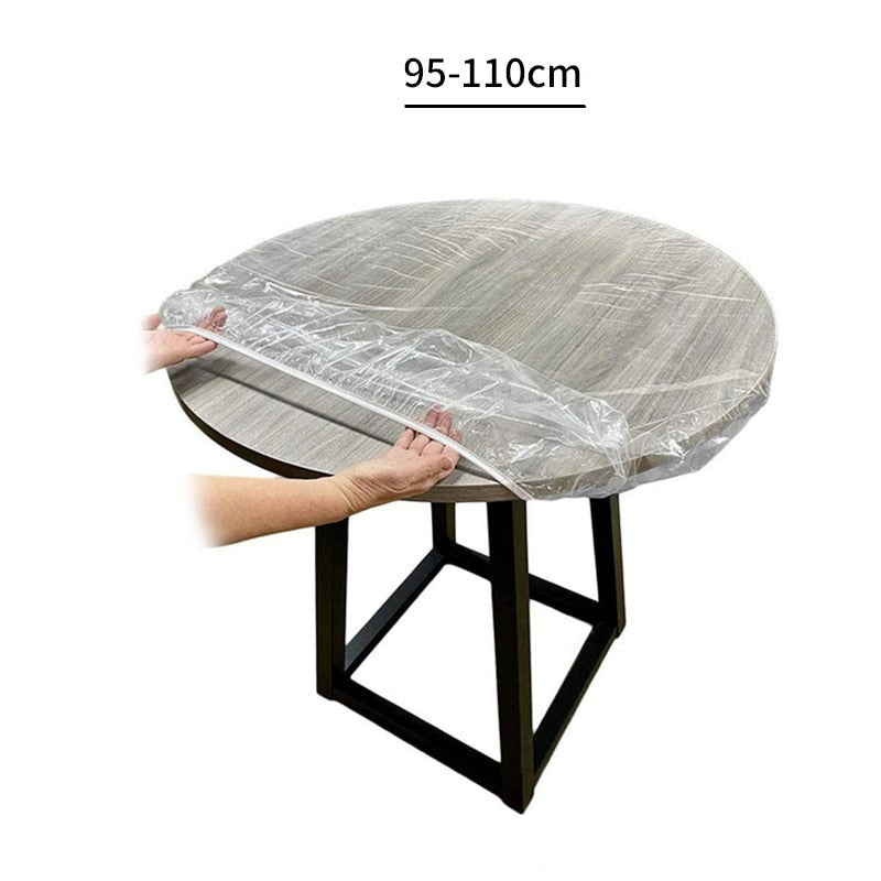 Nappe de table ronde transparente et élastique