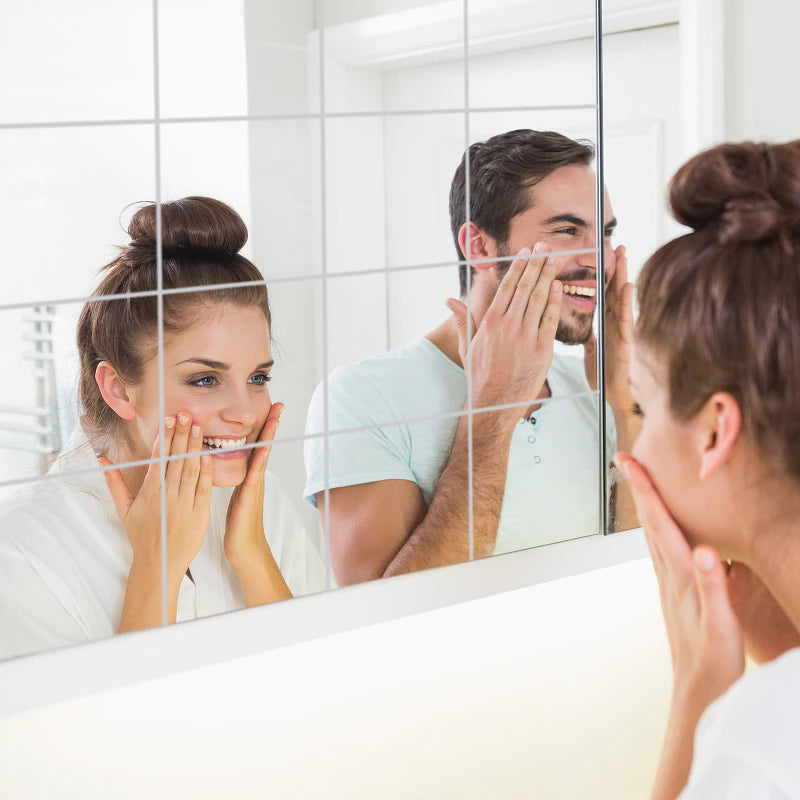 25 x Carreaux de miroirs muraux autoadhésifs