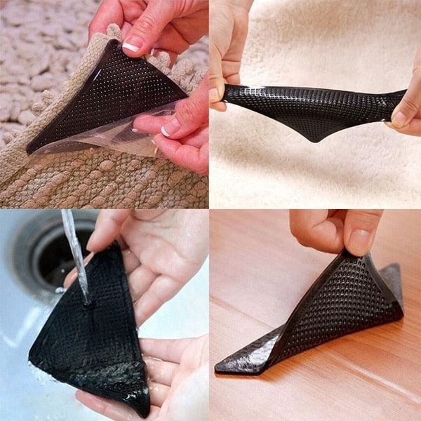 Lot de 8 triangles antidérapants réutilisables pour tapis 