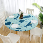 Patterned waterproof elastic round tablecloth