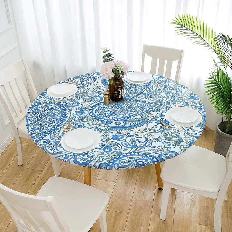 Nappe ronde élastique imperméable à motifs