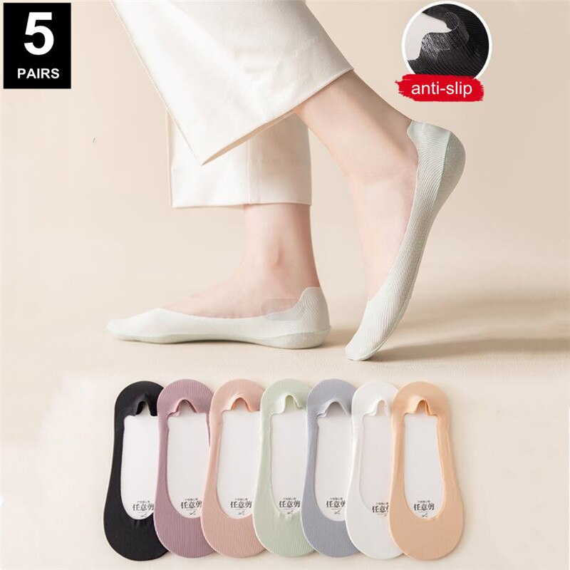 5X PAIRE DE CHAUSSETTES ANTIDÉRAPANTES EN SOIE GLACÉE
