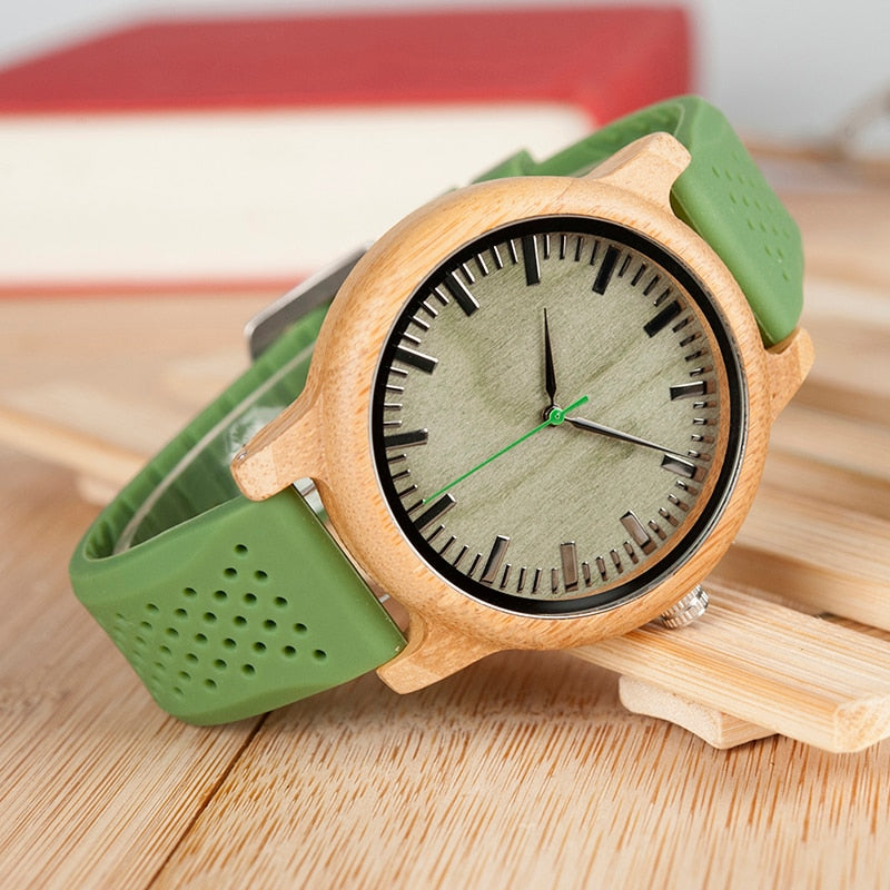 Montre en bois de bambou avec bracelet interchangeable