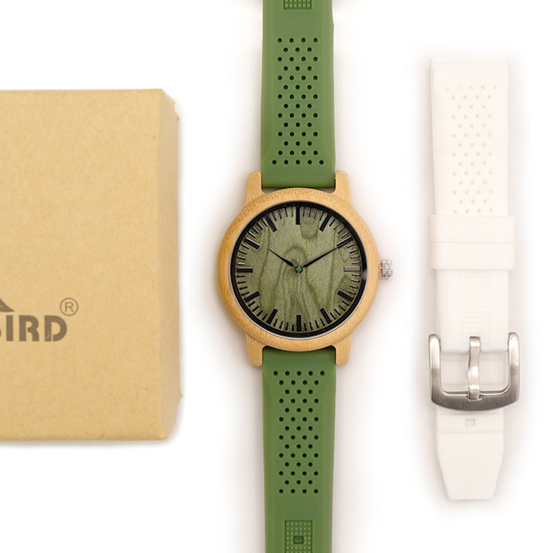 Montre en bois de bambou avec bracelet interchangeable