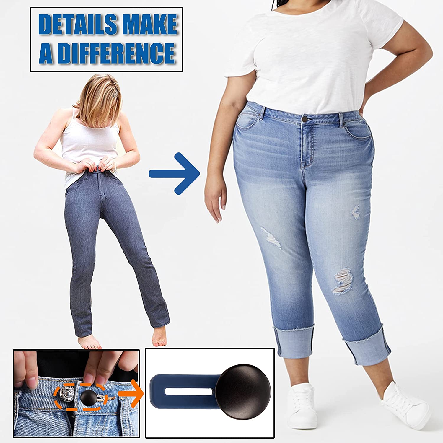 10x Bouton de jeans rétractable