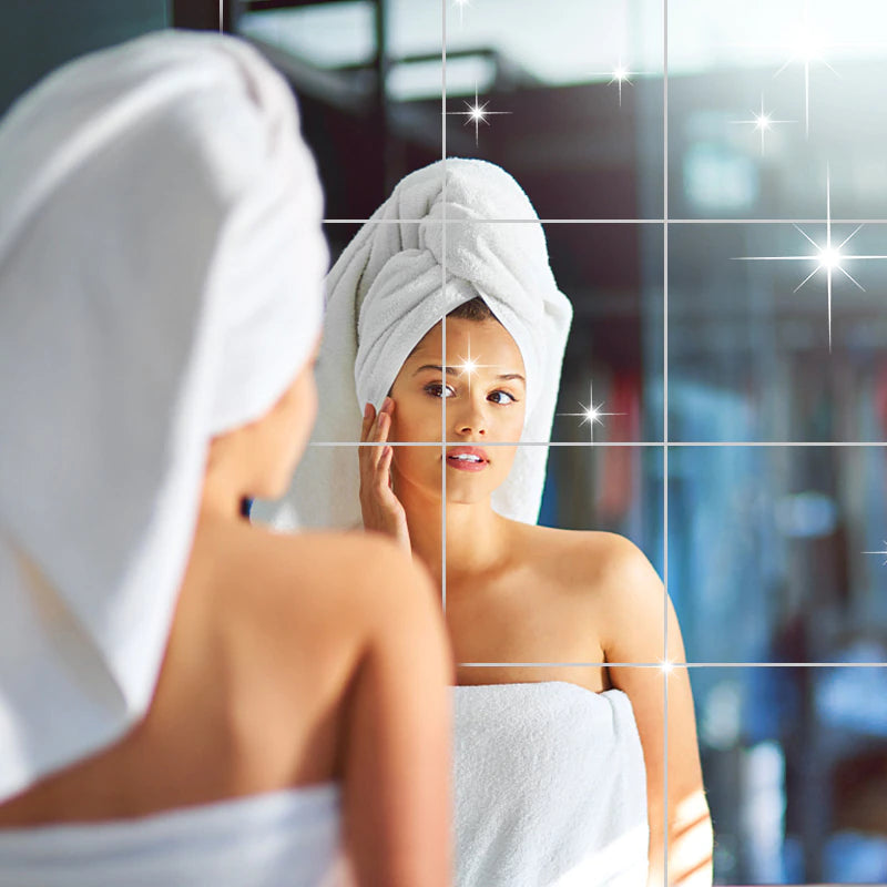 25 x Carreaux de miroirs muraux autoadhésifs