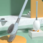 Brosse de toilette forme canard à poils doux à long manche
