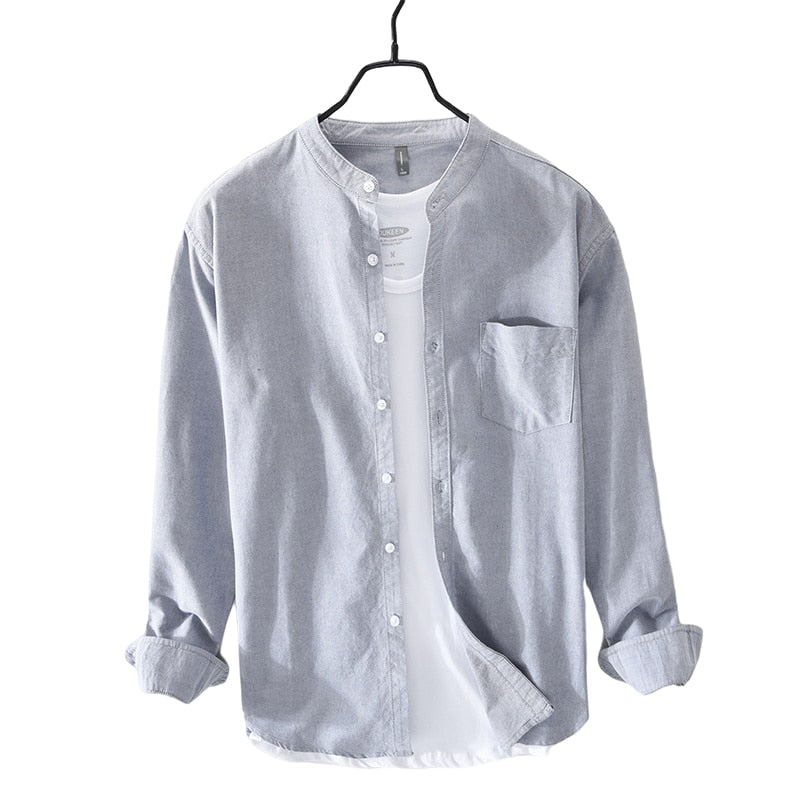 Chemise en Coton Col Mao - Homme