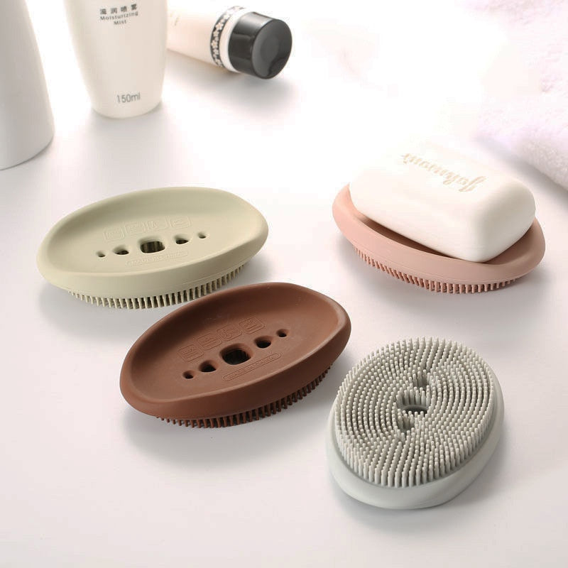 Porte savon 2 en 1 - Brosse exfoliante