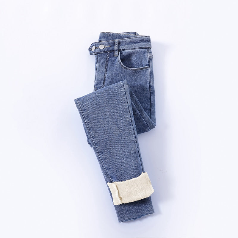 Jean Slim intérieur polaire - Taille Haute