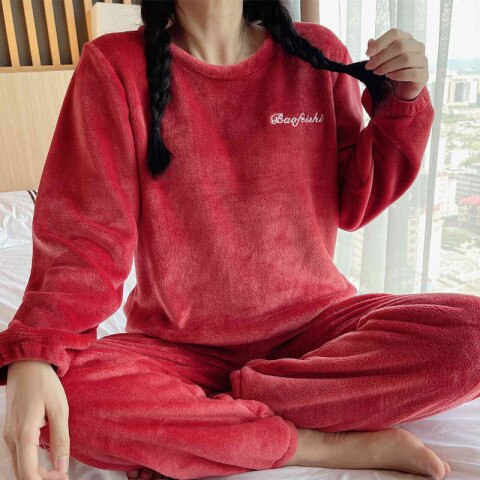 Pyjama d'hiver chaud en flanelle - Femme