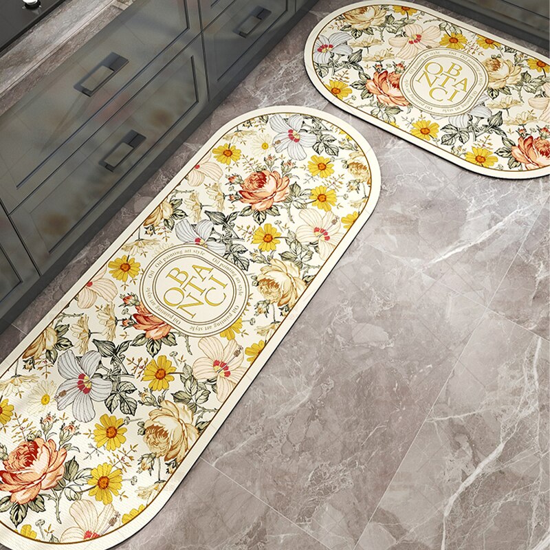 BOTANIC - Tapis de cuisine floral antidérapant