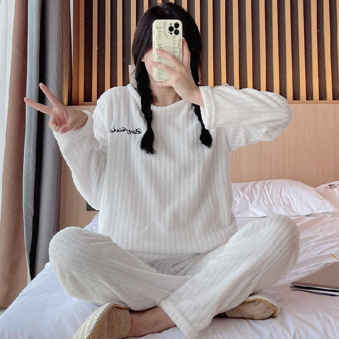 Pyjama d'hiver chaud en flanelle - Femme