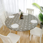 Patterned waterproof elastic round tablecloth