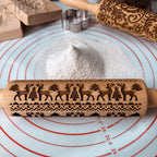 Rouleau à pâtisserie bois gravé 3D - Motifs Noël