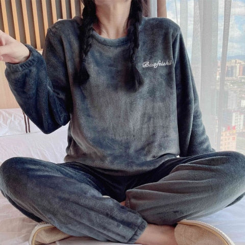 Pyjama d'hiver chaud en flanelle - Femme