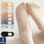 Lot de 5 chaussettes invisibles respirantes en soie glacée